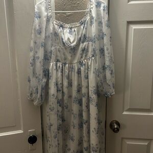White and Blue Floral Dress